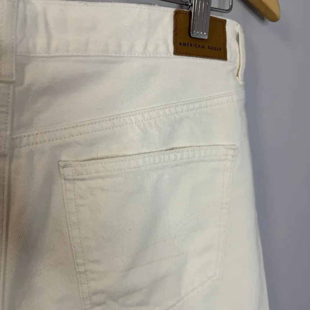American Eagle Denim Baggy Mom Shorts White Women's 8 New